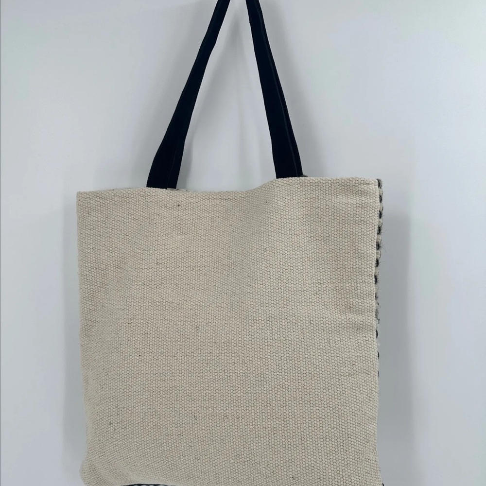 (43) Lovestitch Black and White Geometric Tote - Picture 6 of 7